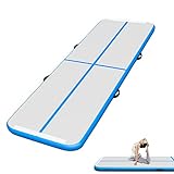 3M Turnmatte Aufblasbar Fitness-Matte Aufblasbare Gymnastikmatte, Trainingsmatte Tumbling Matten, mit Luftpumpe für Yoga / Kampfsport Fitnessstudio Strand Heimgebrauch, Blue 1