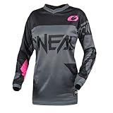 O'NEAL | Motocross-Shirt Langarm | MTB MX Mountainbike | Gepolsterter Ellbogenschutz, Atmungsaktiv, V-Ausschnitt | Element Jersey RACEWEAR Women | Damen | Grau Pink | Größe M