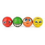 ewtshop® 4er Set Anti-Stress-Bälle, 4 unterschiedlichen Motiven, 6 cm Durchmesser, Knautschball, Knetball