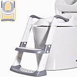 Toilettensitz Kinder, Toilettentrainer mit Leiter &PU Gepolstert, Faltbar Töpfchen für Kinder ab 1-7 Jahren Kids Wc-Sitz für 38-47cm