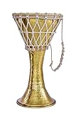 De Kulture Handtrommel Darbuka, handgefertigt, reines Messing, Dumbeg Doumbek, Musikinstrument, 25,4 x 47,7 cm (10 x 18,5 Zoll) (Gold)