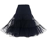 DRESSTELLS 1950 Petticoat Reifrock Unterrock Petticoat Underskirt Crinoline für Rockabilly Kleid Black S