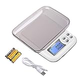 KUBEI Feinwaage 1kg/0.01g USB Aufladen Digitale Küchenwaage,Hochpräzise Grammwaage Digitalwaage Briefwaage Haushaltswaage Edelstahl Wiegefläche,Perfekt um Schmuck, Münzen, Puder