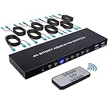 HDMI KVM Switch 8 Port 4K, 8 In 1 Out KVM HDMI Umschalter für 8 Computer Aktie Tastatur, Maus, Drucker und 1 HD-Monitor, Unterstützt IR-Fernbedienung mit 8 USB&HDMI-Kabel