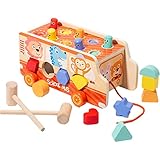 Montessori Holzspielzeug für Kleinkinder, Motorikwürfel aus Holz Steckplatte Puzzles, Motorikspielzeug Kinder, Sortier & Stapelspielzeug, Lernspielzeug Geschenk für Jungen und Mädchen ab 2 Jahren