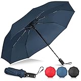 Regenschirm Klein Sturmfest,Taschenschirm Automatik Faltbarer kompakt,Schirm Ultraleicht Reise für Herren Damen,Von NINEMAX(Marineblau)