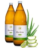 Aloe Vera Bio-Direktsaft 100% | Handfiletiert | Reich an natürlichen Inhaltsstoffen | Durchschnittlich 1200mg/l Aloverose | Braunglasflaschen | 2 x 1000ml