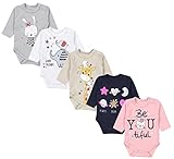 TupTam Baby Unisex Langarm Body mit Aufdruck Spruch 5er Pack, Farbe: Mädchen 5, Größe: 74