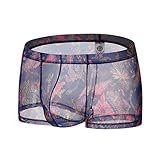 KAIXLIONLY Boxershorts Herren Sexy Unterwäsche Transparente Durchsichtige Shorts Hot Lip Print Unterhose Männer Reizwäsche Unterhosen Slips Höschen Mens Panties