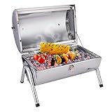 BBQ Collection Klappbarer Tischgrill - Holzkohlegrill - Tragbarer Tischgrill Holzkohle - 39 x 26 x 28,5 cm