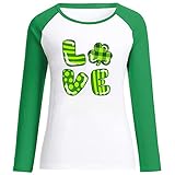 Top Für Damen Soft St. Patrick's Day Crewneck Shirt Baumwolle Print Buissnes Bluse Women Longsleeve Stretch Patchwork Stil Übergrössen Grün