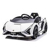 HOMCOM Kinderfahrzeug 12V 2 Fahrmodi Lamborghini SIAN SUV-Auto-Spielzeug Elektroauto mit Fernbedienung Musik(MP3/USB) Licht 37-60 Monate Metall Weiß 108 x 62 x 40 cm