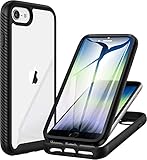 CENHUFO für iPhone SE 2020/SE 2022 Hülle, iPhone 8 Hülle, iPhone 7/6S/6 Hülle 360 Grad Handyhülle Stoßfest Schutzhülle Panzerhülle mit Eingebautem Displayschutz Outdoor Bumper Full Cover Case -Schwarz