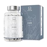 Zink Hochdosiert Komplex mit Vitamin C - Elementares Zink 25mg: Zink Picolinate, Monomethionin + Zink Bisglycinat (Chelat) - Vegan Vitamin C Zink Tabletten hochdosiert - 180 hochdosiertes Zink Kapseln