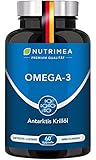 Krillöl Kapseln - ANTARKTIS Omega 3 - Natürliches Krill Öl aus nachhaltigem Wildfang - 100% Reines Fischöl OHNE Zusätze - Hochdosiert an DHA, EPA, Astaxanthin