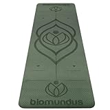 biomundus Anti-Rutsch-Yoga-Matte Anti-Rutsch-Sportbiomundus Yogamatte, rutschfest, Sportmatte aus umweltfreundlichem TPE-Material, mit Positionslinie, Tragegurt und Tasche (Tpe green)