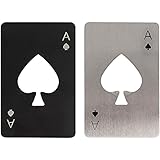 WZLEMOM 2 Stück Set Flaschenöffner, Pokerflaschenöffner, personalisierter lustiger Bierflaschenöffner, Edelstahl flach Casino Flaschenöffner, biergeschenke, Spaten Bieröffner, Silber & Schwarz