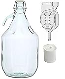 SET 4 Teilig: FLASCHE GÄRBALLON + STOPFEN + GÄRRÖHRCHEN + BÜGELVERSCHLUSS 5L BDG5D