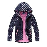 Natashas Kinder Mädchen Wasserdicht Jacke Übergangsjacke Fleecefütterung Warm Atmungsaktiv Winddicht Wanderjacke Softshelljacke Outdoorjacke mit Kapuze (98)