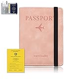 Reisepasshülle,Passport Cover,Kunstleder Impfpass Hülle mit RFID-Blocker für Damen Herren Reisepass Kreditkarten, Ausweis und Reisedokumente, 10,5×14,5cm