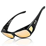 DUCO Polarisierte Nachtfahrtbrille Überbrille für Korrektionsbrille für Brillenträger Polarisierte Nachtsichtbrille 8953Y (M, Schwarz)