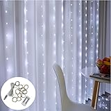 KIBUI Weihnachts-Lichterkette, 3M Soffitten-LED-Lichtervorhang-Girlande am Fenster USB mit Fernbedienung Lichterkette Weihnachtsgirlanden für Neujahr 2022 (emittierende Farbe: Weiß)