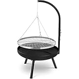 MAIES Outdoor BBQ Tripod Campfire Bowl Adjustable Hanging Rotary Camping Grill Outdoor Charcoal Stove Portable BBQ