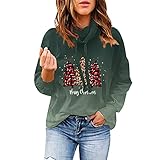 Mädchen Pullover Teenager Frauen Weihnachten Casual Langarm Sweatshirt Weihnachten Schneeflocke Weihnachtsbaum Farbverlauf Druck Wasserfallausschnitt Kapuzen Sweatshirt - Weste - Hoodie (Green, XL)