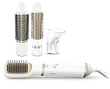 Philips Airstyler HP8663/00, Warmluftbürste inkl. Rundbürste - Natürliches Stylen, Föhnen, Glätten und Pflegen - Volumen- und Lockenbürste, 800 Watt, weiß