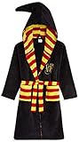 Harry Potter Bademantel Kinder, Fleece Morgenmantel Jungen, Hogwarts Bademantel Jungen und Mädchen 7-14 Jahre, Kuschelig Plüsch Kinderbademantel Junge (Schwarz, 11-12 Jahre)