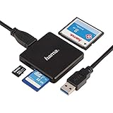 Hama Kartenleser USB 3.0 (Kartenlesegerät für SD | SDHC | SDXC | microSD | microSDHC | microSDXC | CF Speicherkarte, Card Reader mit USB Kabel für Windows PC|Mac|Notebook|Laptop|TV) schwarz