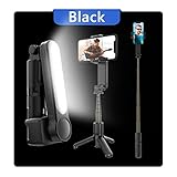 Kamerastabilisator Gimbal Stabilizer Handy Selfie Stick Stativ Drahtlose Fernbedienung for Smartphone-Videoaufnahmen Vlog (Bundle : Standard, Color : Black)