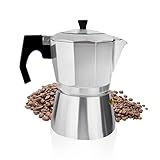 ACTIV CUISINE Espressokocher 3 Tassen aus Aluminium, Espressokanne Espresso Mokka Maker Mokkakanne italienische Kaffeekocher mit transparenter Deckel, nicht für Induktion, 150 ml