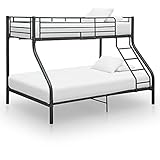 vidaXL Etagenbett Stockbett Bettgestell Metallbett Bett Hochbett Kinderbett Doppelstockbett Schlafzimmerbett Schwarz Metall 140x200cm 90x200cm