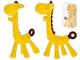 IKONKA Beißring aus Silikon für Zähne Beißringe für Säuglinge Zahnungshilfen für Babys Hergestellt aus Sicherem Silikon Beißring in Form Sympathischen Giraffe Maße der Giraffe 13 cm