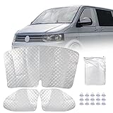 MaxEarn Thermomatte Fahrerhaus passend für VW T5 & T6(ab 2003), Luxus Interne Auto Sonnenblende Frontscheibenabdeckung, Thermo Jalousien Set Verdunkelung, Sonnenschutz Windschutzscheiben Matte