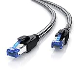 CSL - CAT 8 Netzwerkkabel 40 Gbits - 10m - Baumwollmantel - LAN Kabel Patchkabel Datenkabel RJ45 - CAT 8 Gigabit Ethernet Cable - 40000 Mbits Geschwindigkeit - S/FTP PIMF Schirmung - schwarz