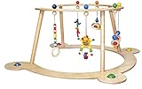 Hess Holzspielzeug 20043 - Lauflerngerät und Spiel-Bogen aus Holz, Serie Biene, für Babys, handgefertigt, mit Figuren und Rasseln, ca. 73 x 71 x 39 cm, für unbeschwerten Spiel- und Lernspaß