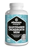 VITAL-Komplex mit Glucosamin, Chondroitin, MSM, hochdosiert, 240 Kapseln für 2 Monate mit Vitamin C, Natürliche Nahrungsergänzung ohne Zusätze, Made in Germany