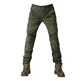 Alpha Rider Motorradhose Herren Jeans Textil Motorrad Hose mit Protektoren Armee Grün XL