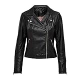 ONLY Damen onlGEMMA Faux Leather Biker OTW NOOS Jacke, Schwarz Black, Large (Herstellergröße: 40)