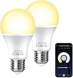 Alexa Glühbirnen Smart LED Lampen E27, Fitop WLAN Glühbirne Dimmbar, 10W 900LM Warmweiß Licht, Glühbirne Kompatibel mit Alexa Echo Dot/Google Home/Siri,2700K Birne,Kein Hub Erforderlich, 2 Stück