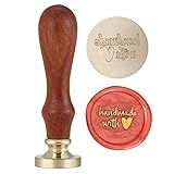 Mogokoyo Vintage-Stil Rosenholz Wachs Siegelstempel Dekorativer Siegel Petschaft Holzgriff Brief mit verschidene Gravur für Weihnacht Hochzeit  (handmade with love)