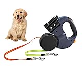 Gobesty Doppelte Einziehbare Hundeleine, 3M Flexible Einziehbare Hundeleine Doppelleine fur Zwei Hunde mit LED Licht und Müllbox für Zwei Hunde (Weniger als 11,4 kg (25 lbs) pro Hund)