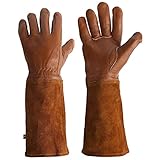 Muzrunq Rose -Paning -Handschuhe Ledergartenhandschuhe Schweißpuller Thorn Proof Gartenhandschuhe Lange Unterarmschutz Hitzebeständiges Rosenhandschuhe - M 1 Paar