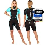 T´SUITS Neoprenanzug Damen [3mm, Shorty, Protector-I] | Tauchen, Schwimmen, Surfen, Kiten, Wasserski, Rafting - Jetzt Größe Wählen (S, Damen Aquamarine/Schwarz)