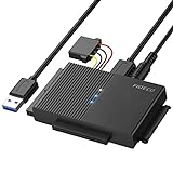 FIDECO IDE und SATA Adapter, USB 3.0 Festplatten Adapter mit Netzschalter, SATA und IDE Konverter für 2.5 und 3.5 Zoll HDD oder SSD, CD-ROM, CD-RW, DVD-RW Laufwerke