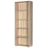 Casaria Bücherregal Vela 5 Fächer 190x 60x 31 cm höhenverstellbare Ablagen Holz Ordner Bücher Wohnzimmer Arbeitszimmer Büro Standregal Aktenregal Eiche