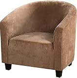 XVBVS Velvet Sesselhusse Stretch Sesselschoner Super Weicher Club Chair Schonbezug rutschfeste Sesselüberwurf für Wohnzimmer (Color : Camel, Size : 1 PCS)