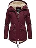 MARIKOO Damen warme Winterjacke mit kuscheliger Verstellbarer Kapuze Manolya Wine Gr. M